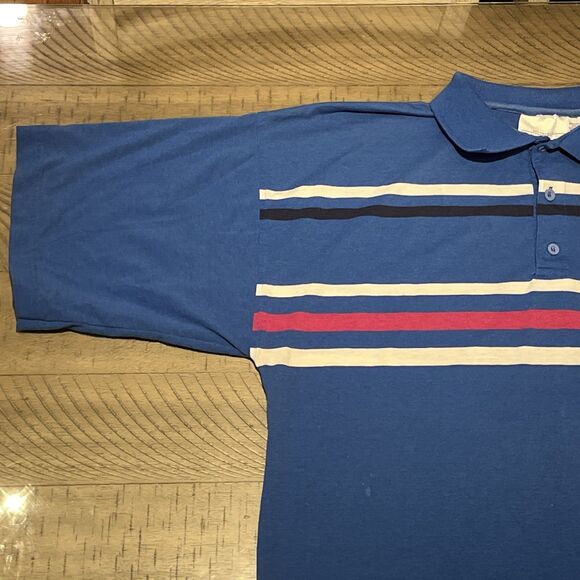 Vintage 1990s Givenchy Activewear Polo Shirt Size Large Striped Blue Collared - Picture 3 of 8